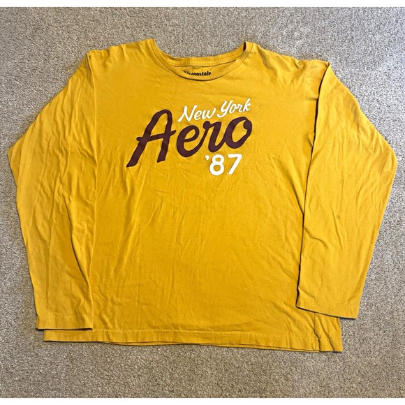 Aéropostale Tops - Aéropostale Men's Size L Yellow Long Sleeve Graphic Cotton Knit Crew Tee